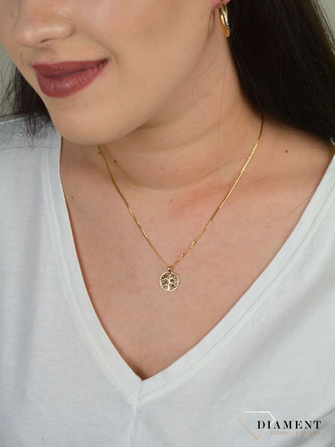 Złota zawieszka 'Drzewko szczęścia z białym złotem' ZA 4644A.jpg